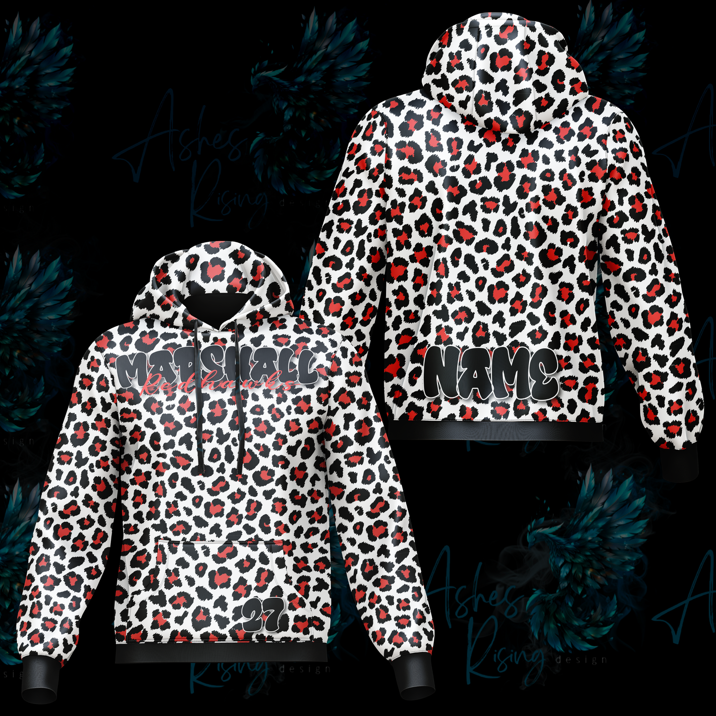 Marshall Redhawks Hooded Sweatshirt - White Leopard Print