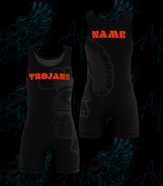 Homer Trojans Wraparound Wrestling Singlet - Black