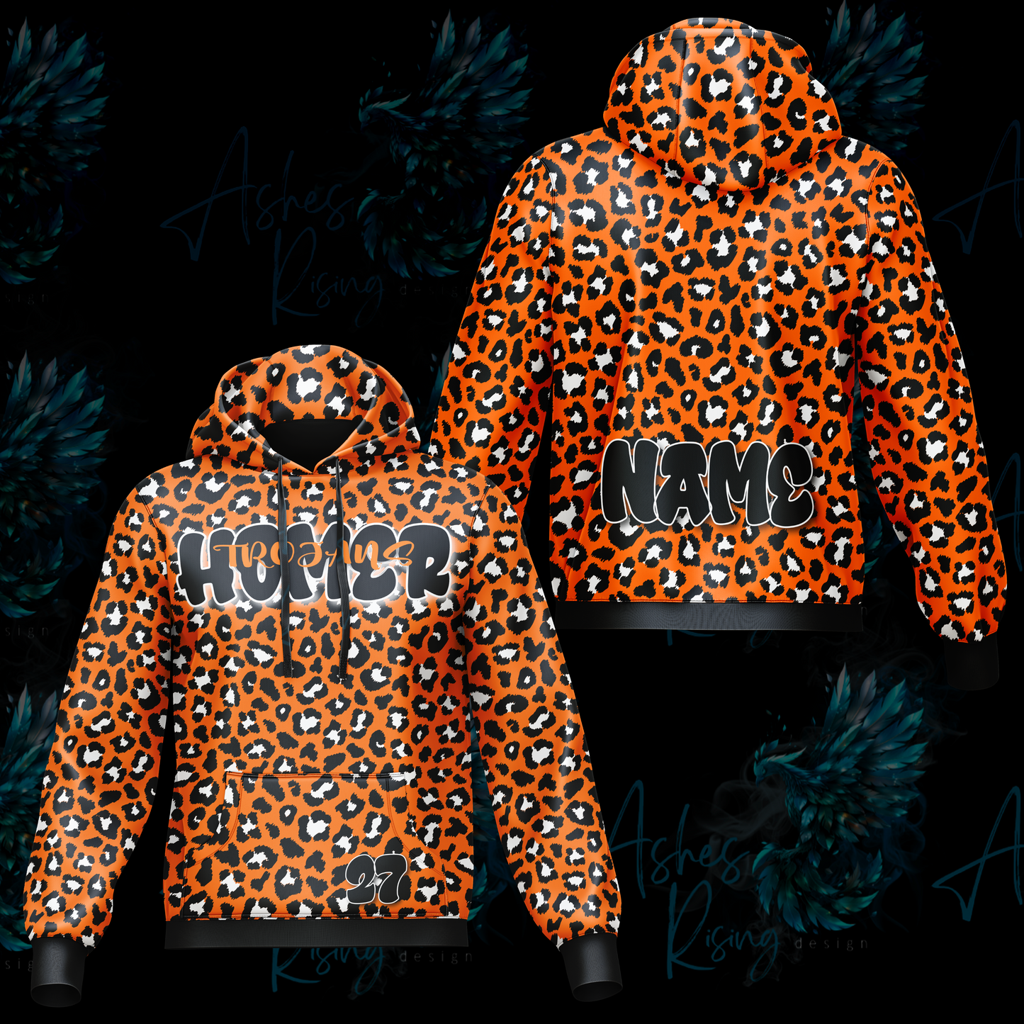 Homer Trojans Hooded Sweatshirt - Orange Leopard Print