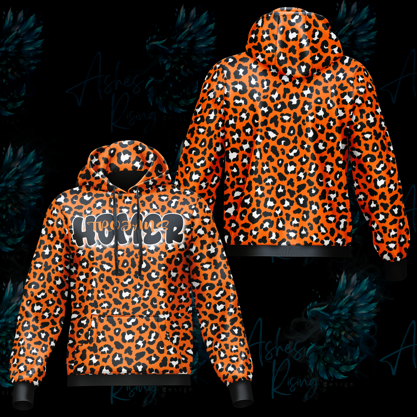 Homer Trojans Hooded Sweatshirt - Orange Leopard Print