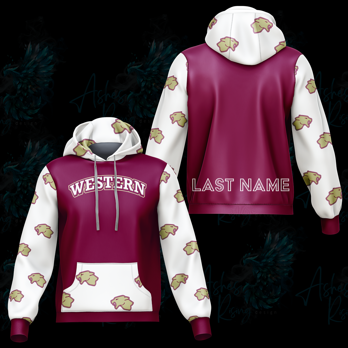 Parma Western Hooded Sweatshirt - Maroon and Gold